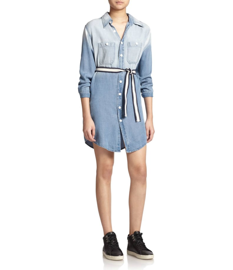 Monrow Washed Denim Shirtdress