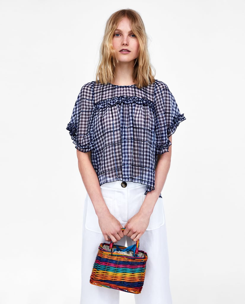 Zara Sequined Gingham Top Best Work Tops From Zara POPSUGAR Fashion Photo 5