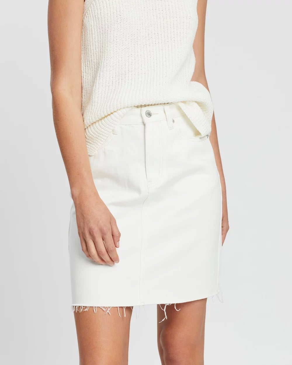 assembly label rigid denim skirt