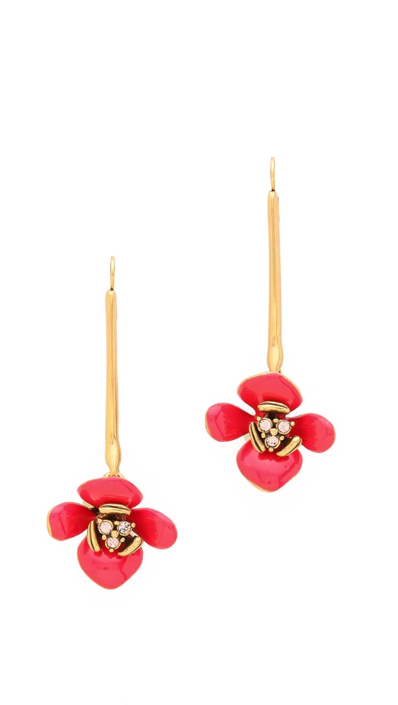 Oscar de la Renta Enamel Painted Flower Earrings