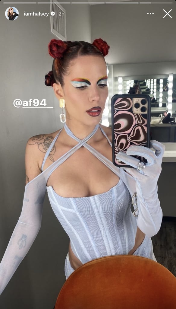 Halsey's Blue Corset and Skirt at AF94 Launch Party