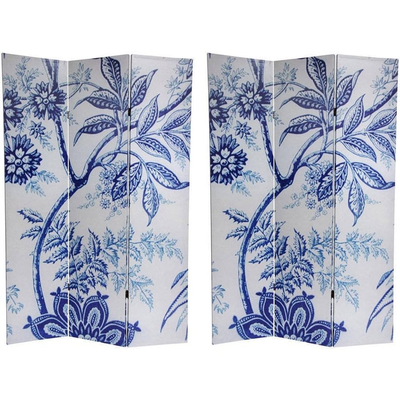 Handmade Canvas Blue Floral Room Divider