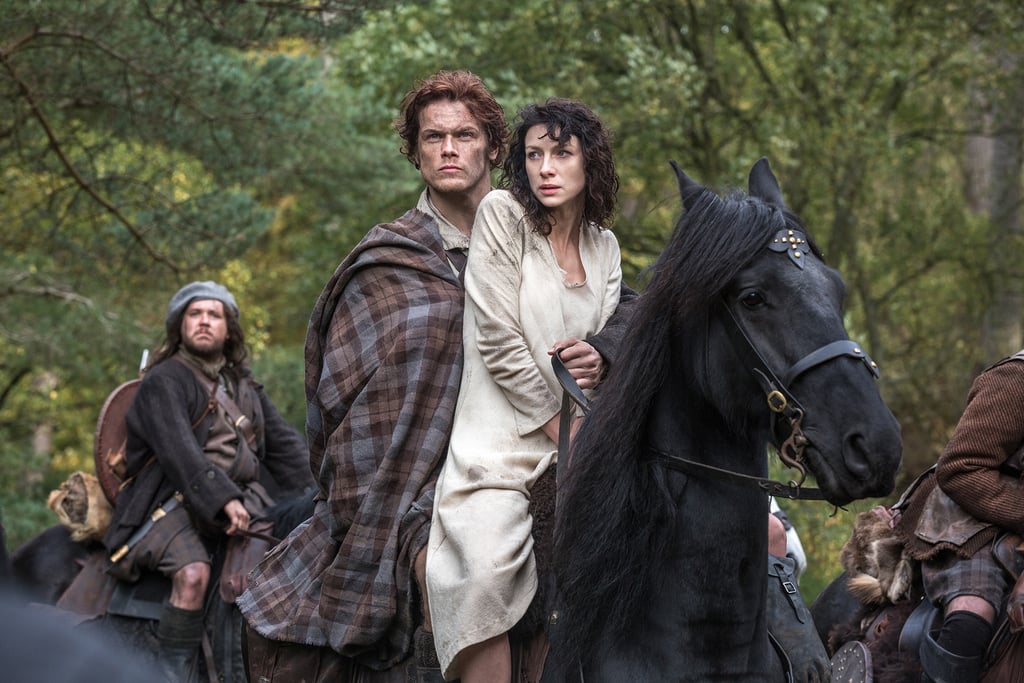 Claire takes a ride with Jamie. 
Courtesy of Starz