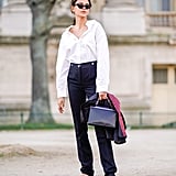 high waisted pants with shirt tucked in