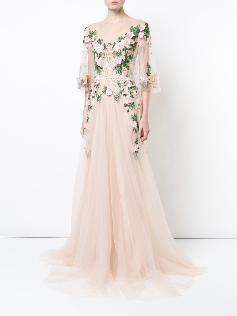 Marchesa Notte Embroidered Floral Dress ...
