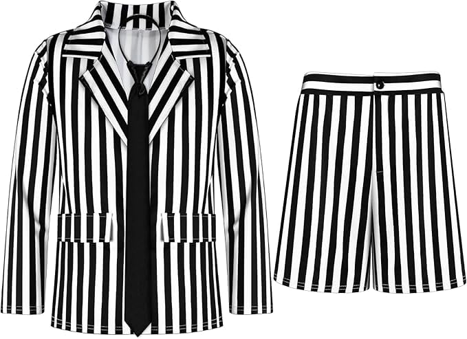 Haysandy Store Black and White Striped Suit