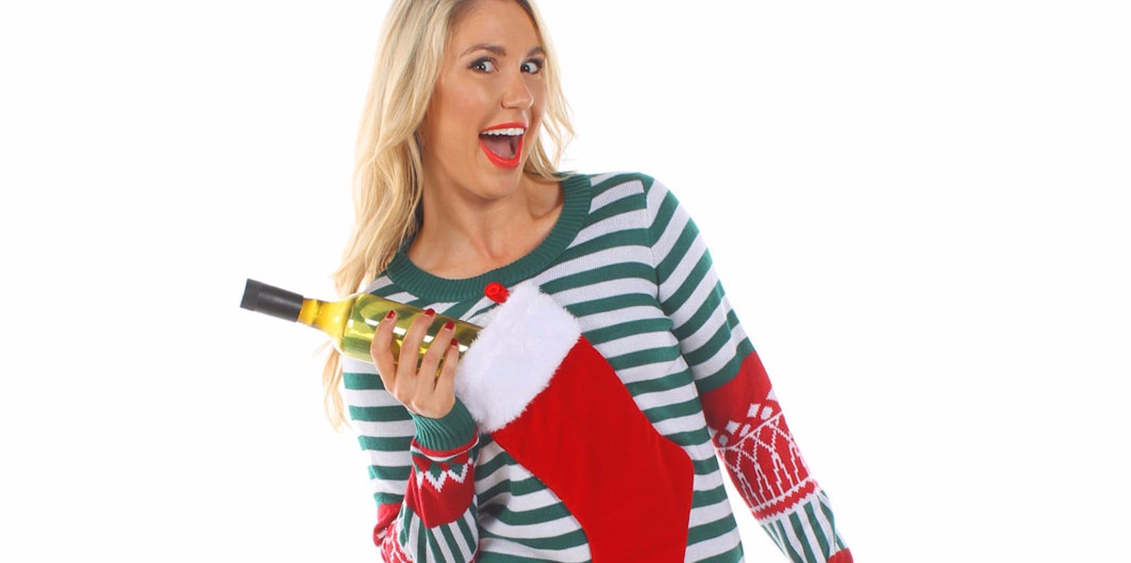 Wine Pocket Ugly Christmas Sweater POPSUGAR Family