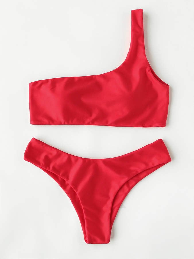 Romwe One-Shoulder Beach Bikini Set