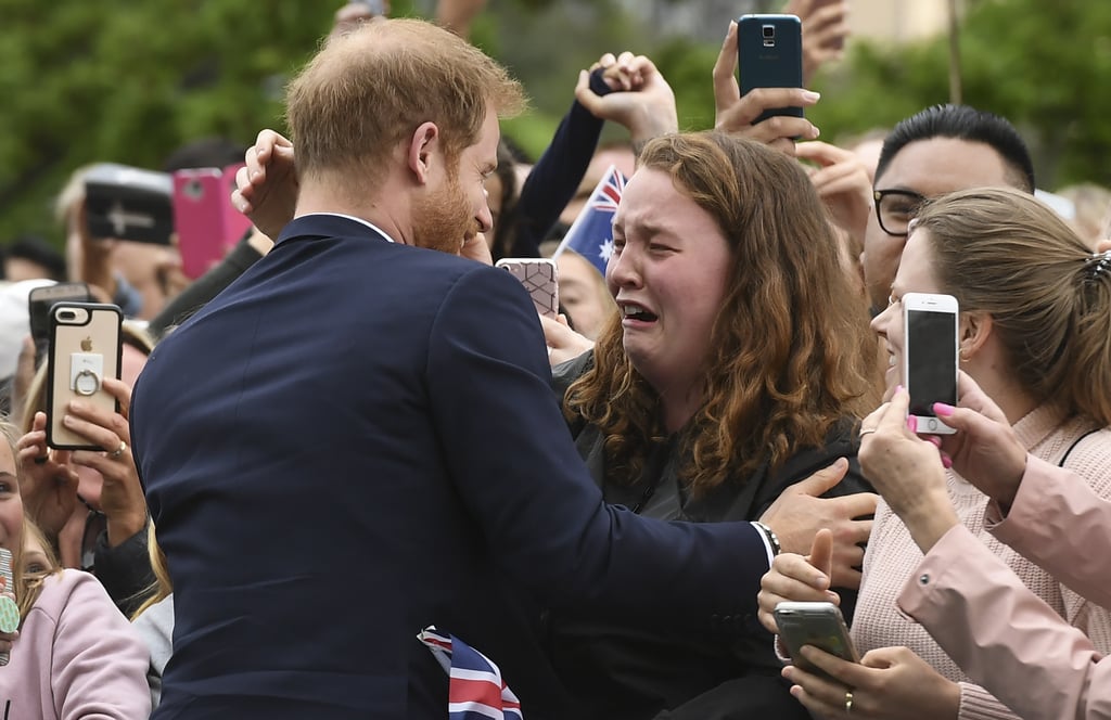 Prince Harry Hugs Sobbing Young Woman Australia 2018