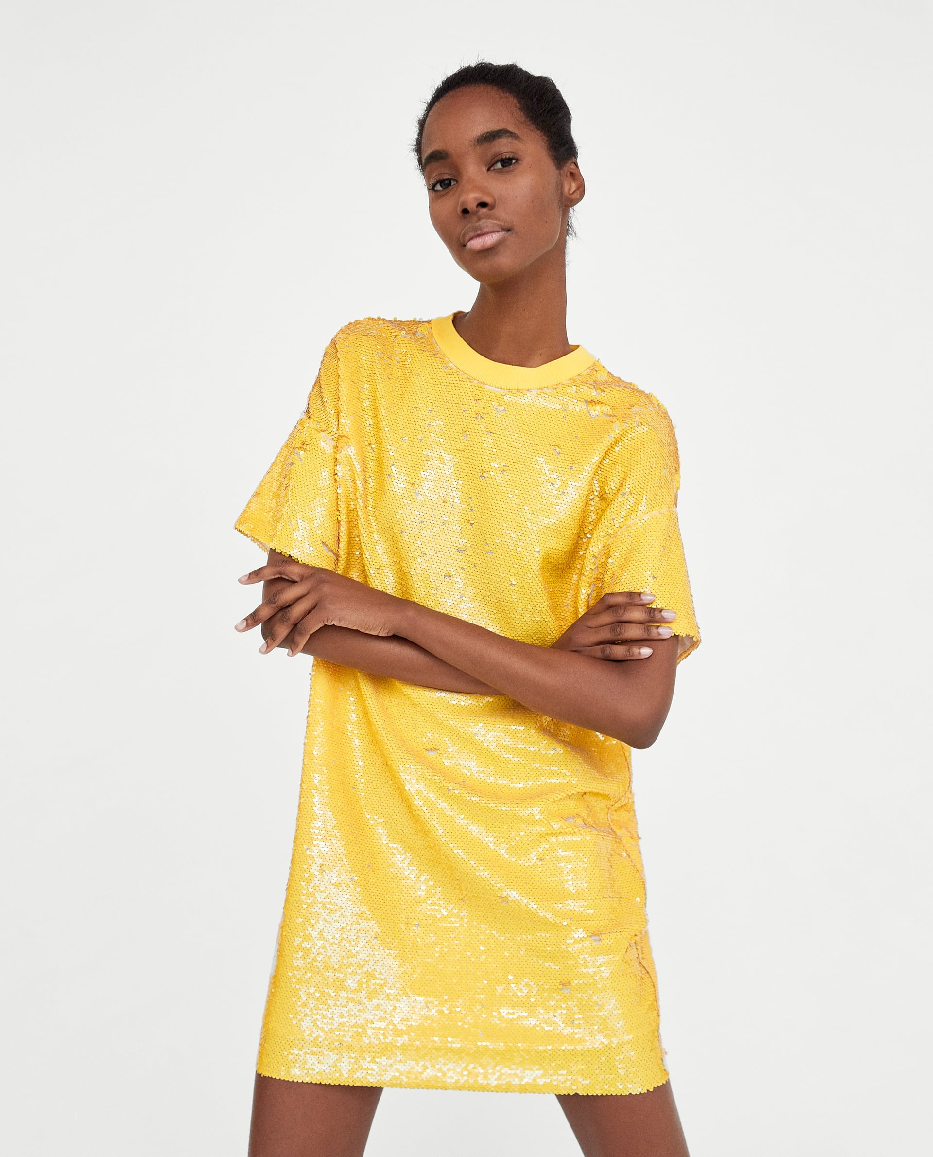 zara sequin t shirt dress