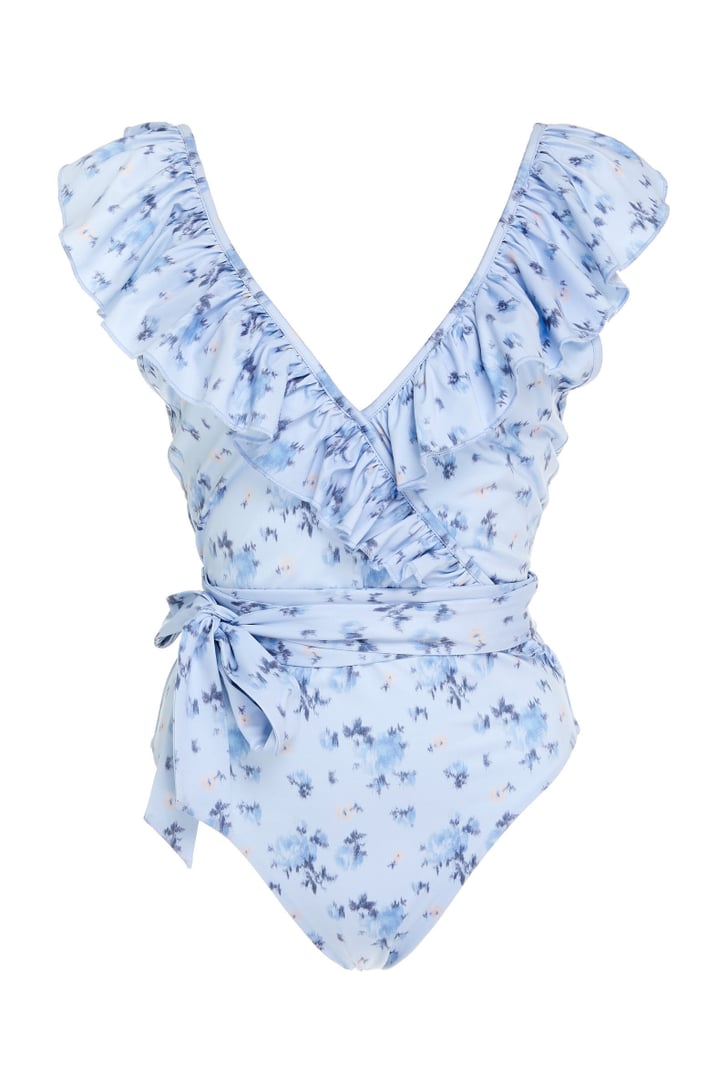Loveshackfancy Jasper Ruffled Belted OnePiece Swimsuit (275) Best Swimsuit Brands 2019