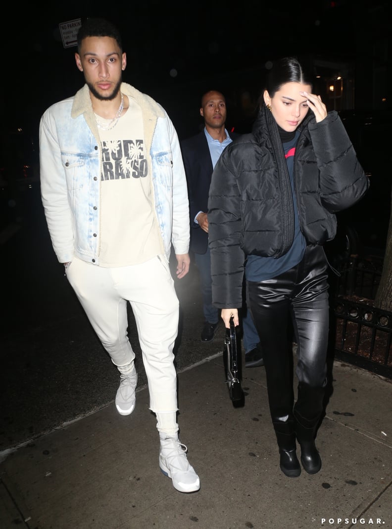 Kendall Jenner Leather Pants With Ben Simmons | POPSUGAR Fashion