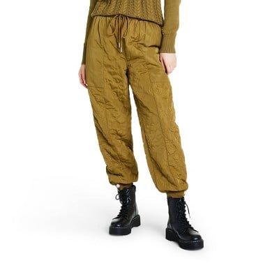 Mid-Rise Quilted Jogger Pants