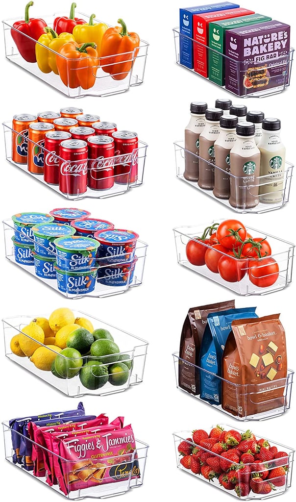 Set Of 10 Refrigerator Organizer Bins - 5 Wide and 5 Narrow Stackable Fridge Organizers