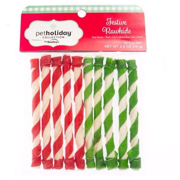 Pet Holiday Dentley's Festive Rawhide Twists ($4)