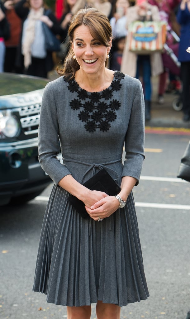 Kate wore the same pearl earrings she did back in 2012 — and she held onto the same clutch!