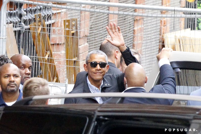 Here he is leaving the Claridge's hotel in London.