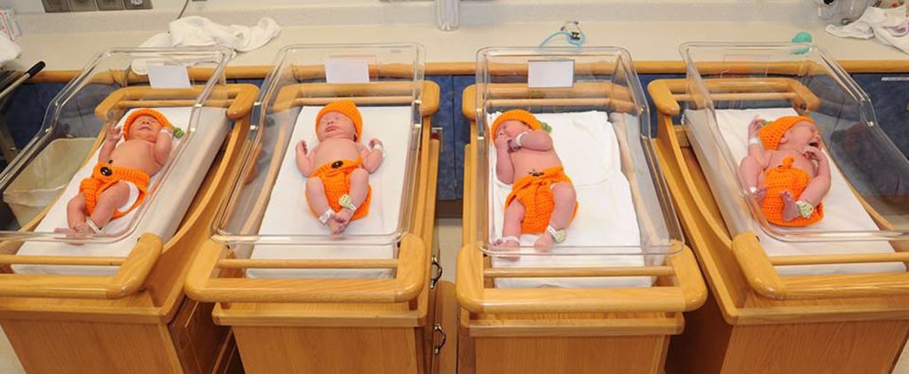 Babies in the Hospital Dressed Up as Pumpkins For Halloween