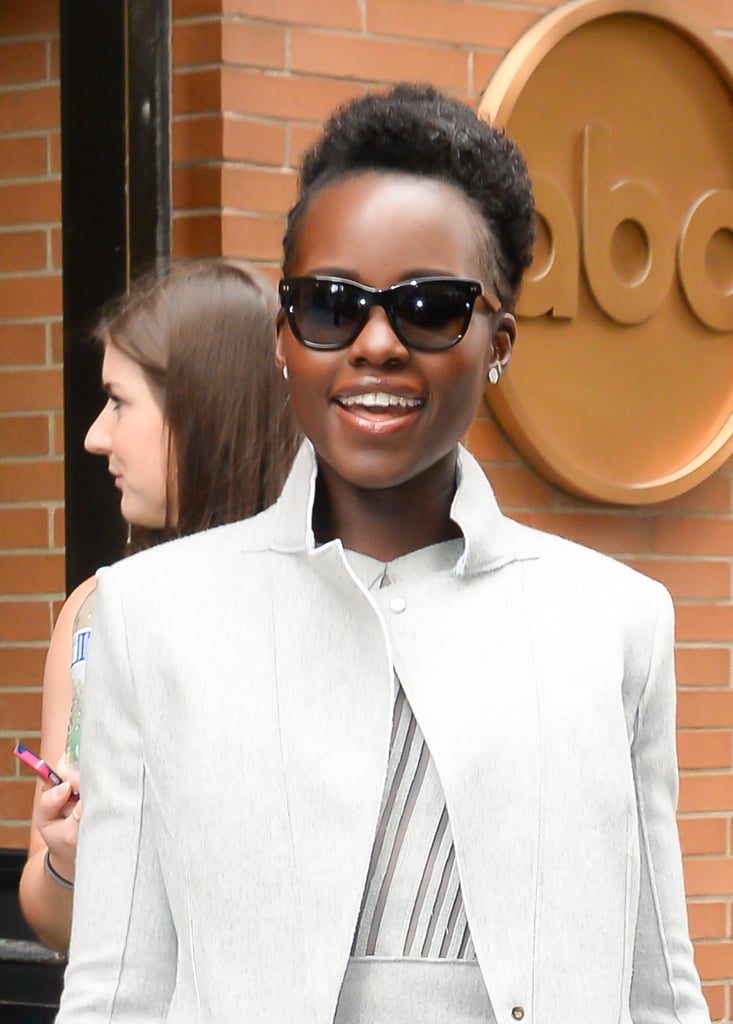 Lupita Nyong'o in Bright-Orange Pumps in New York