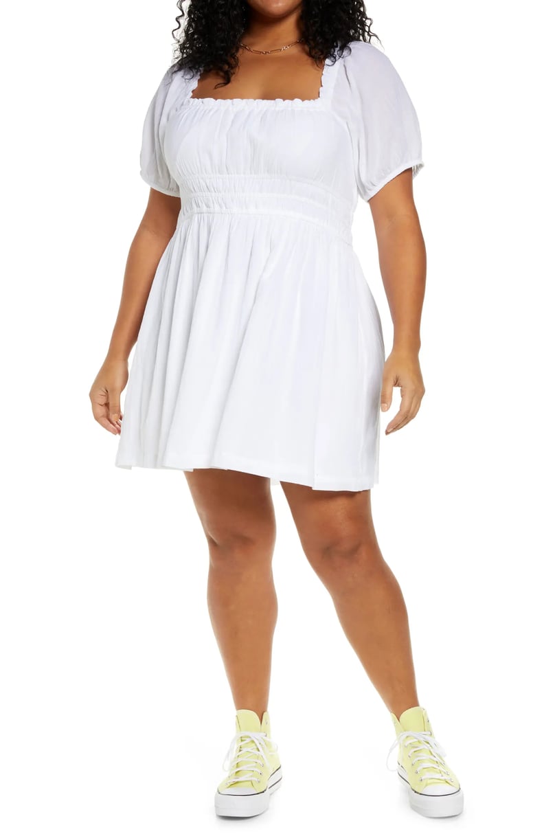 A White Dress: BP. Shirred Puff Sleeve Cotton Prairie Dress
