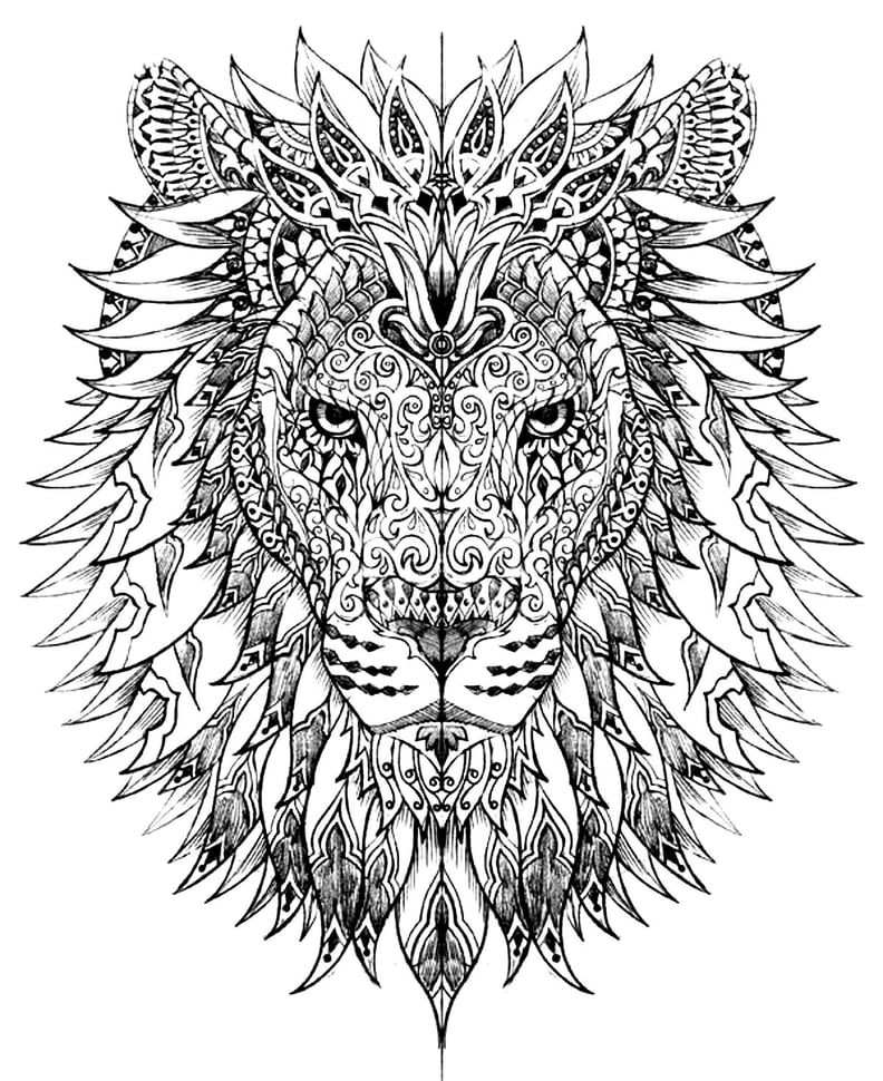 Adult Coloring Page: Lion Head