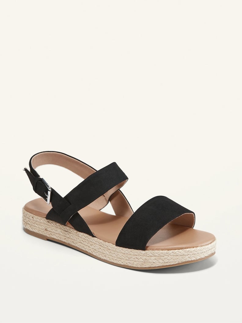 Faux-Suede Espadrille Flatform Sandals