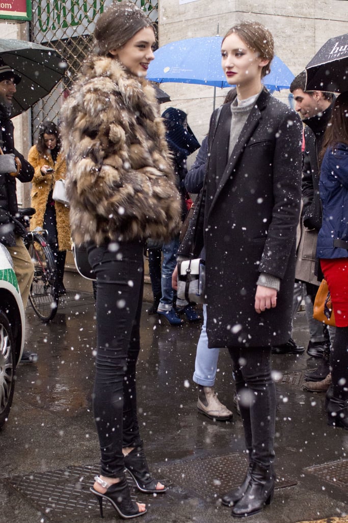 These two kept cool in the snow with a great coat and furry jacket, respectively.
These two kept cool in the snow with a great coat and furry jacket, respectively.