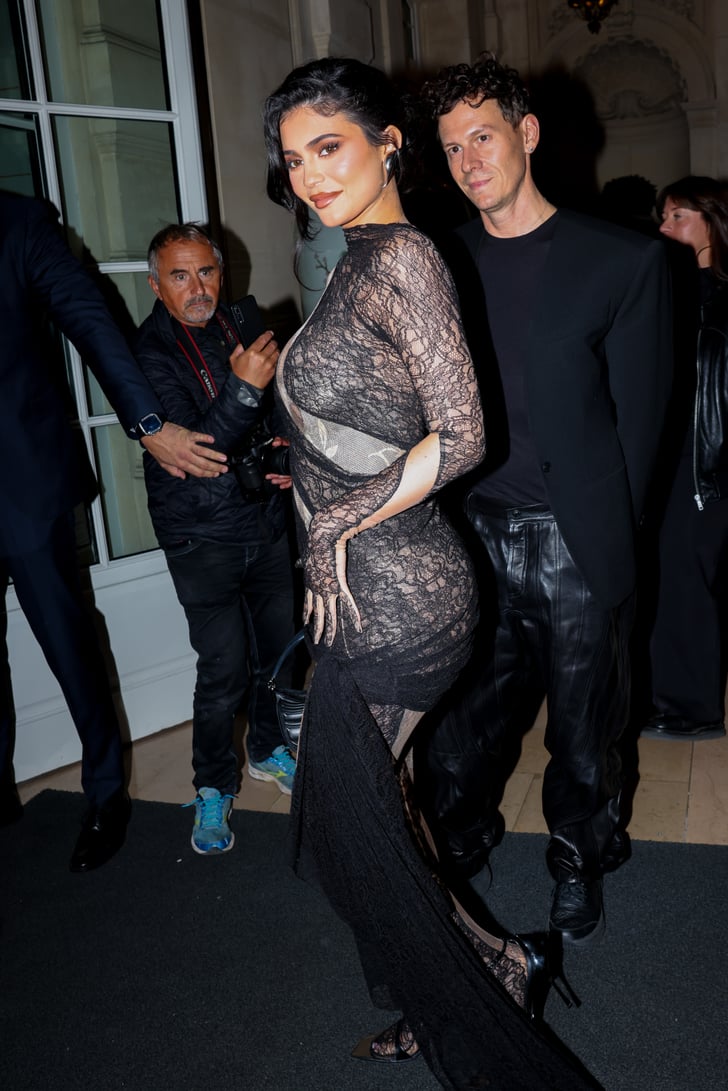 Kylie Jenners Sheer Black Lace Mugler Dress At Fashion Week Popsugar Fashion Uk Photo 8 