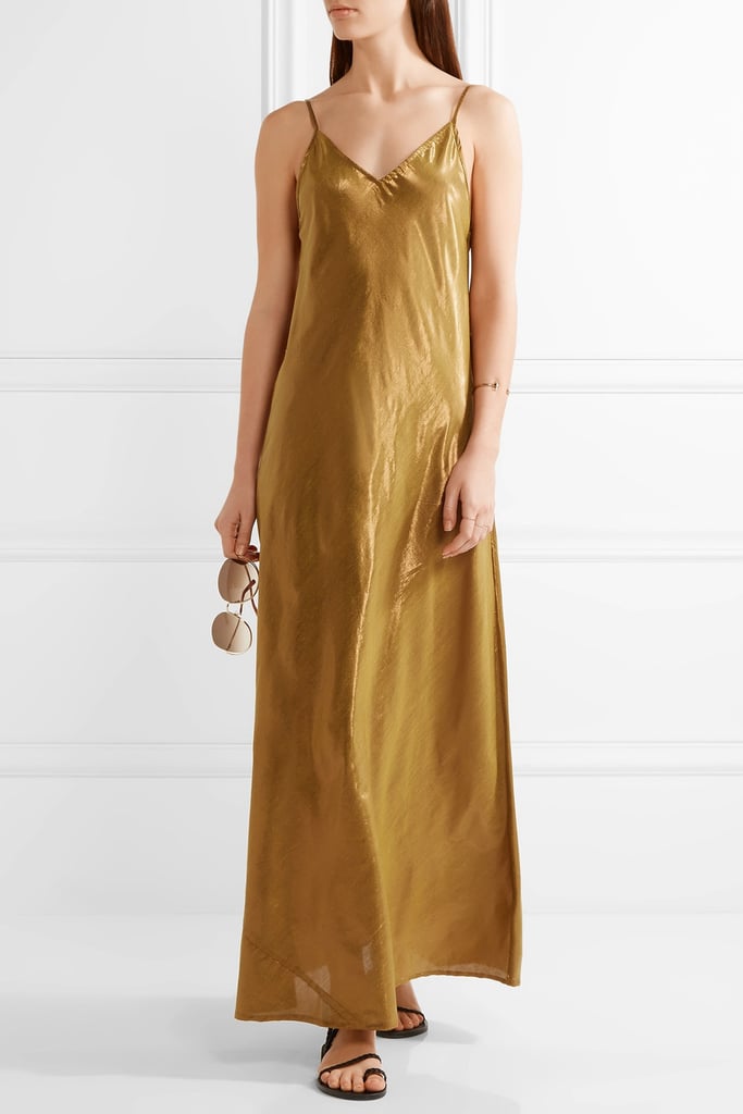 A metallic cocktail dress is appropriate for many an event this season. Shop the Mes Demoiselles Brune Lamé Maxi Dress — Bronze ($175) for a great price.