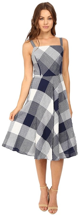 You can also try this Christin Michaels Amie Seersucker Gingham Fit and Flare Dress ($174) that is cinched at the waist.