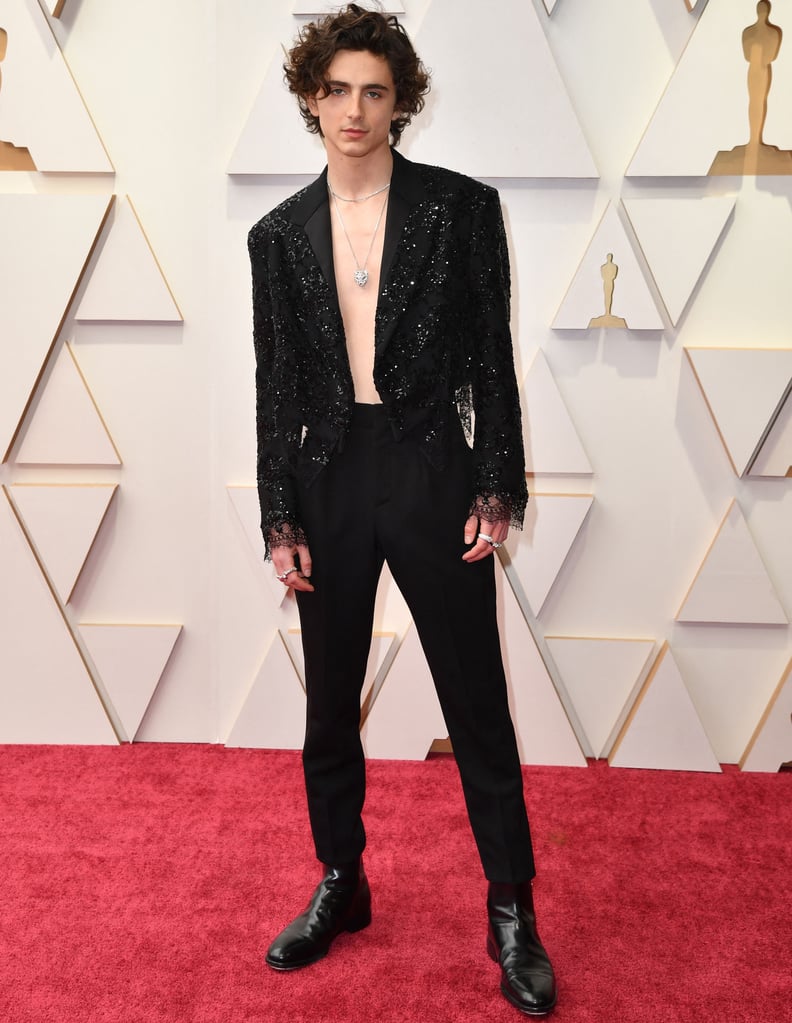 See Timothée Chalamet's Shirtless Louis Vuitton Oscar Look