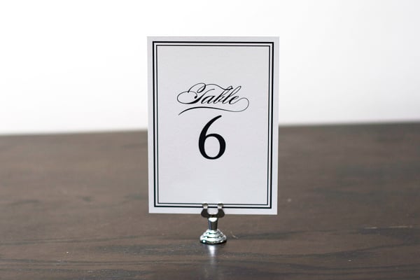 Black and White Table Numbers