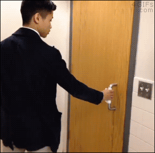 I get out of the bathroom like this.
