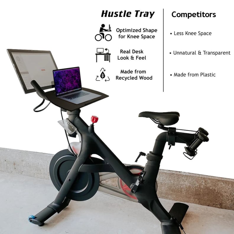 A Laptop Tray: Hustle Tray Laptop & Phone Holder for Exercise Bike