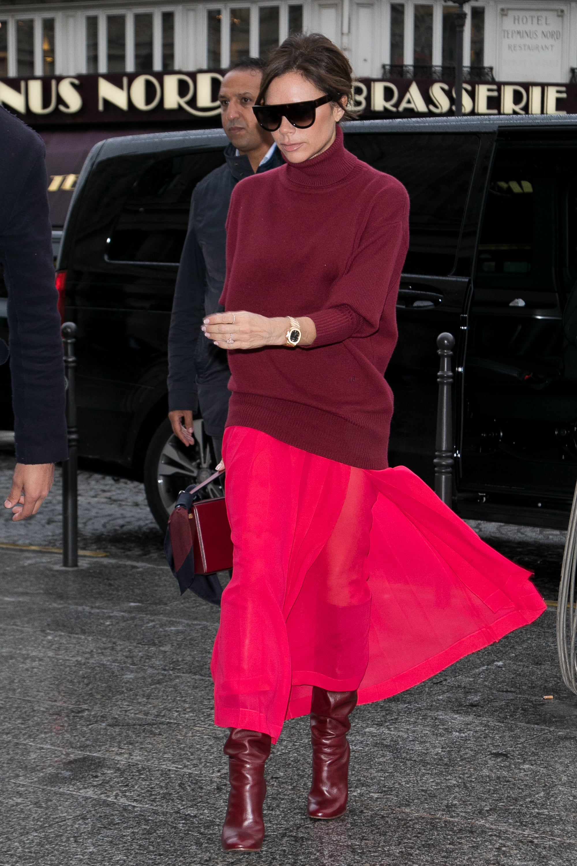 monochromatic red outfit