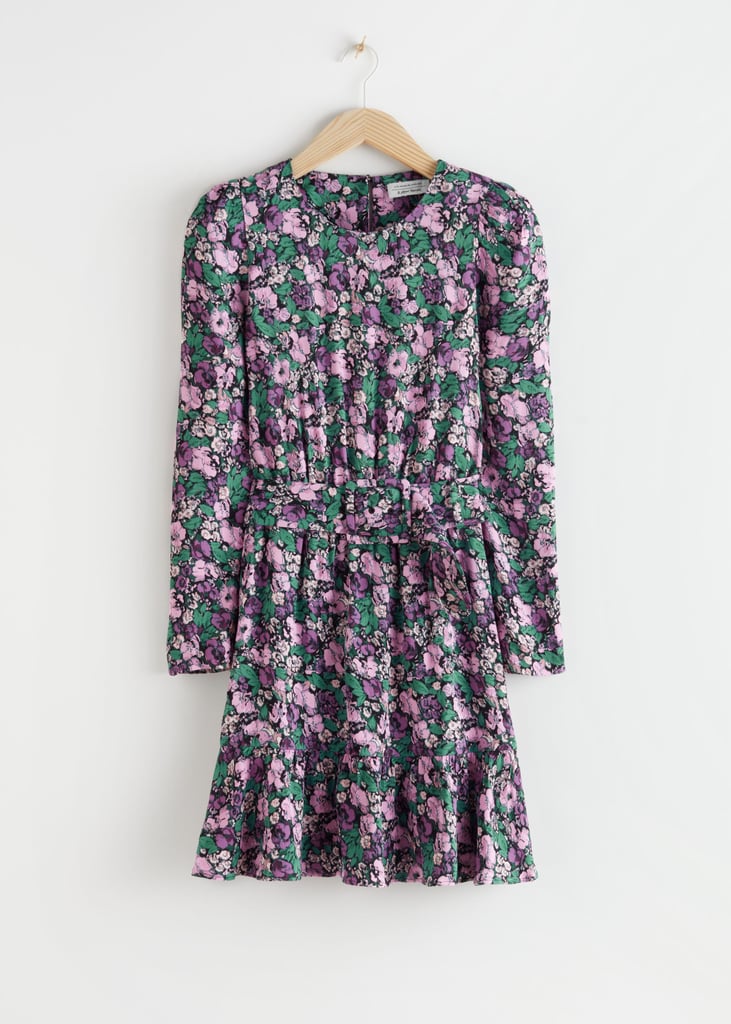 & Other Stories Belted Puff Sleeve Mini Dress
