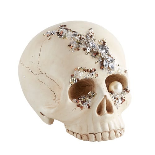 Bejeweled Skull Halloween Decor