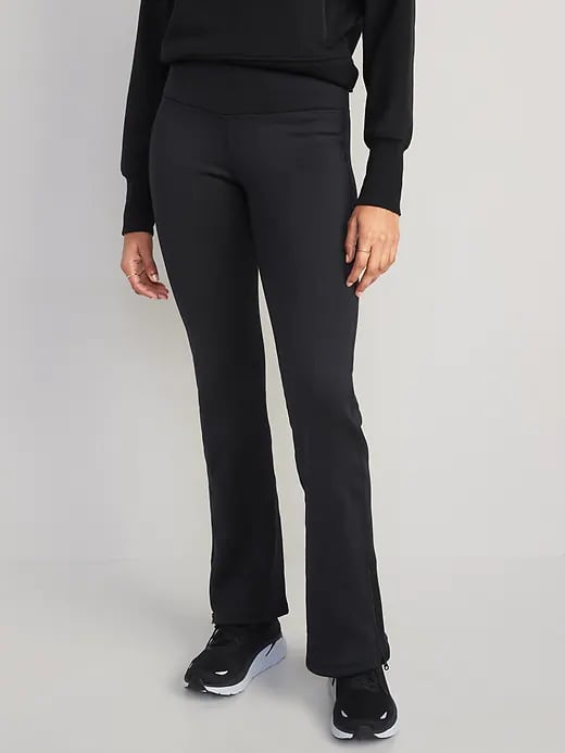 Comfort Zone Flared Leggings  Black Split Flared Leggings