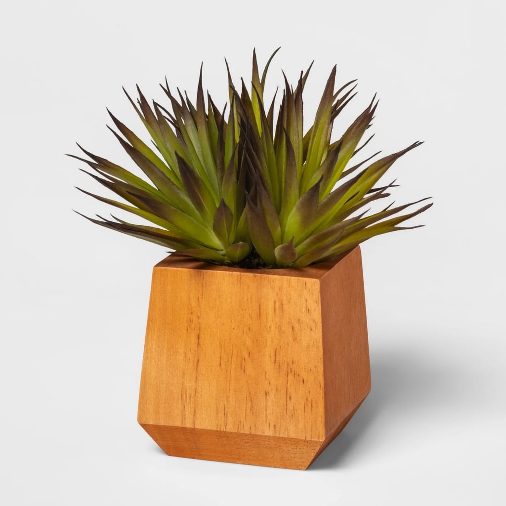 Artificial Succulent in Wood Pot