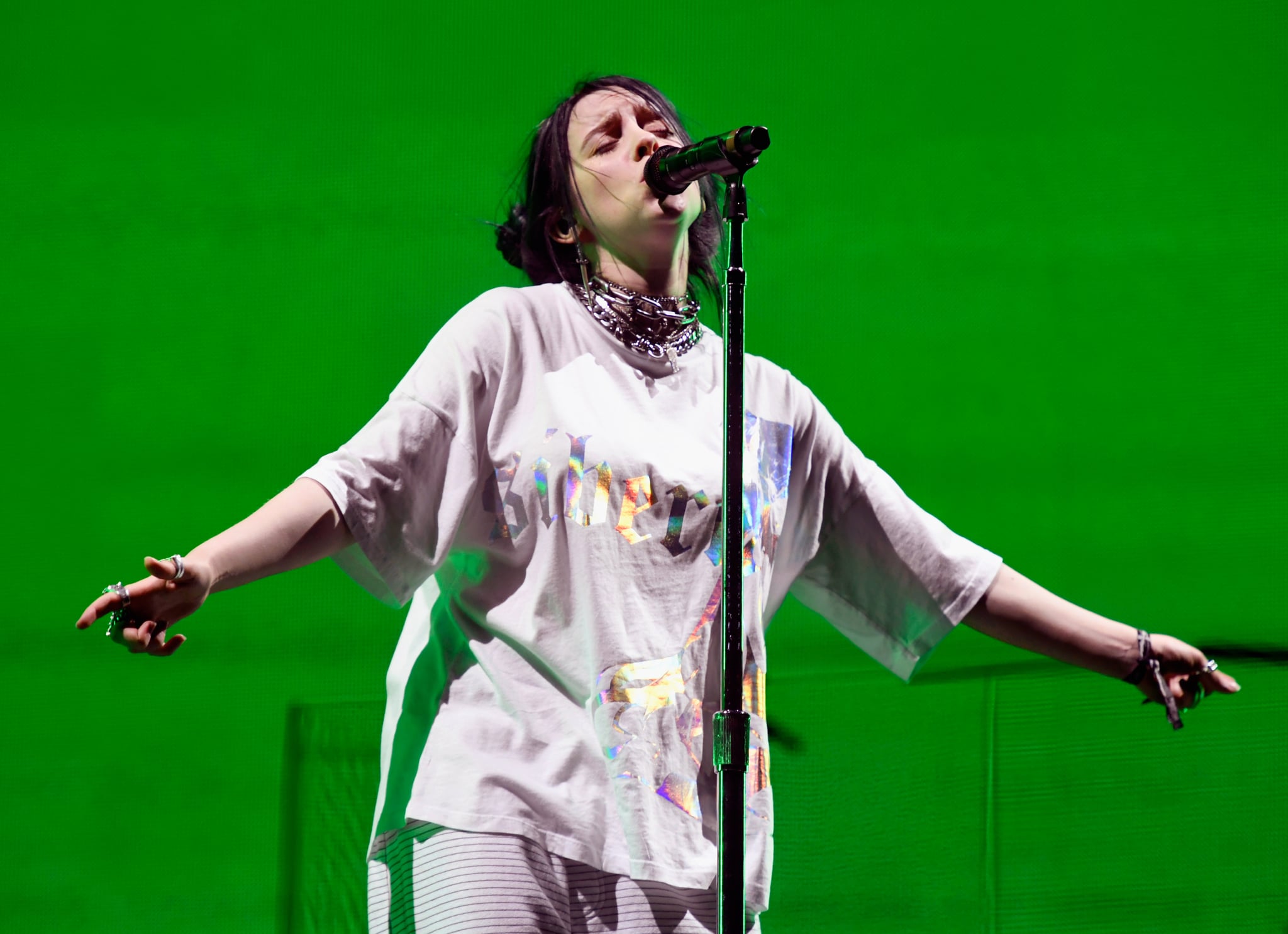 INDIO, CA - APRIL 13:  Billie Eilish performs at Outdoor Theatre during the 2019 Coachella Valley Music And Arts Festival on April 13, 2019 in Indio, California.  (Photo by Frazer Harrison/Getty Images for Coachella)