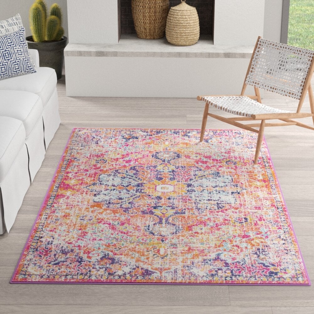 Hillsby Oriental 9x12 Orange/Navy Area Rug