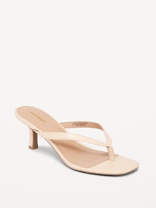Old Navy Faux-Leather Kitten-Heel Thong Mule Sandals