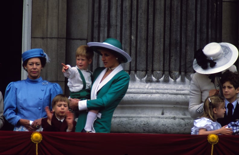 Diana With Harry and William at the Trooping the Colour, 1988