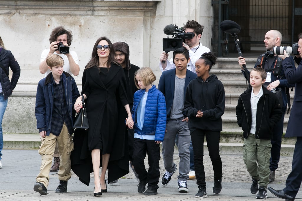 Angelina Jolie and Kids at the Louvre in Paris January 2018