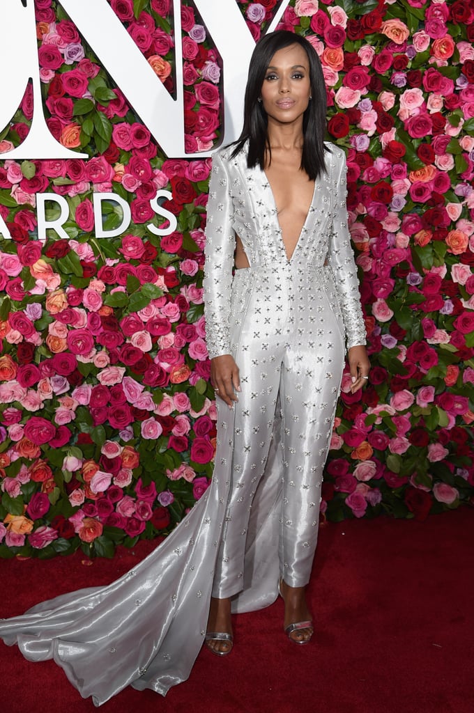 Kerry Washington Silver Versace Jumpsuit Tony Awards 2018