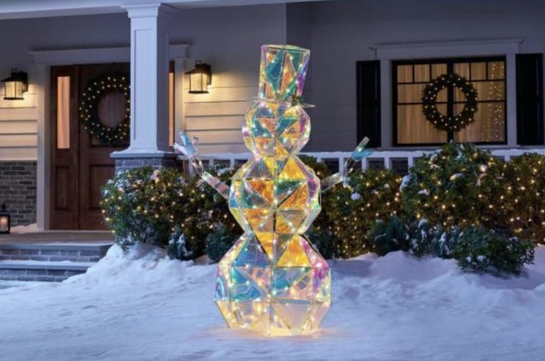 Christmas Sparkle Angular Iridescent Snowman in White