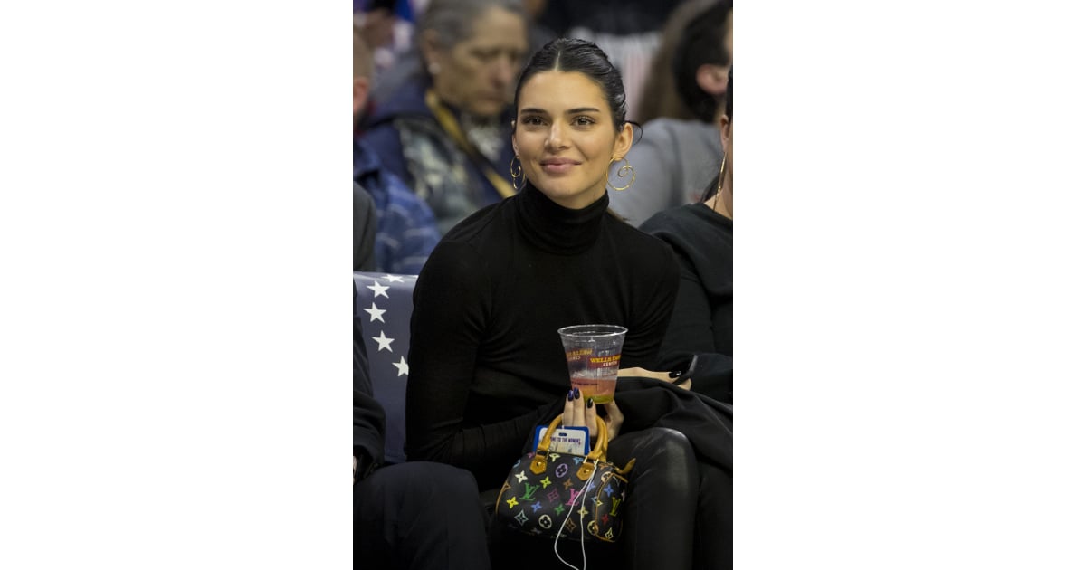 Kendall Wore the Rainbow Louis Vuitton Mini Bag to the Philadelphia 76ers Game | Kendall Jenner ...