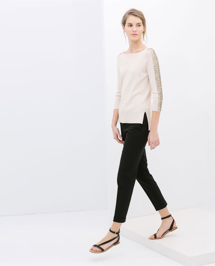 Zara cream sweater with rhinestones on the sleeves (80) Best Pieces