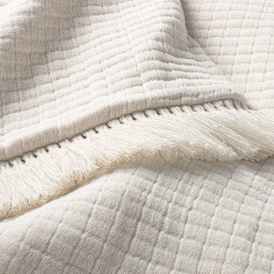 Hearth & Hand With Magnolia Textured Fringe Coverlet Sour Cream