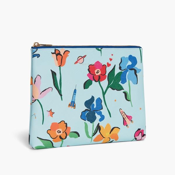 Hill House Home The Pouch in Light Blue Space Floral